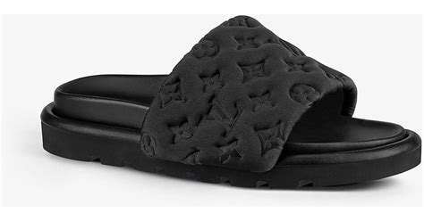 louis vuitton slides women pool pillow|Louis Vuitton slides with buckle.